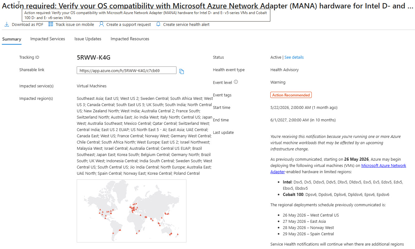 Azure Service Health Notification